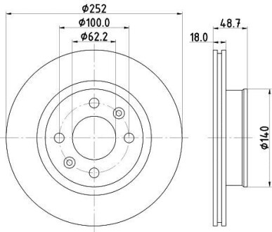 Тормозной диск передний вентилируемый HELLA 8DD 355 116-201