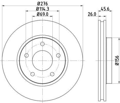 Тормозной диск передний вентилируемый HELLA 8DD 355 116-241