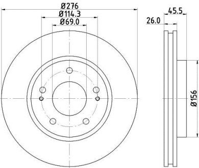 Тормозной диск передний вентилируемый HELLA 8DD 355 116-311