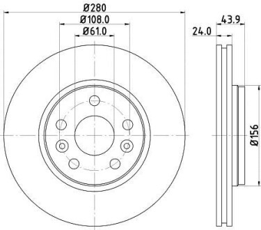 Тормозной диск передний вентилируемый HELLA 8DD 355 116-451