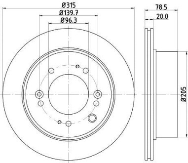 Тормозной диск задний вентилируемый HELLA 8DD 355 116-571