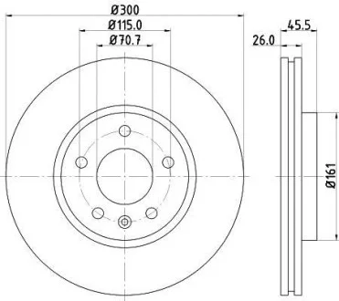 Тормозной диск передний вентилируемый HELLA 8DD 355 116-591