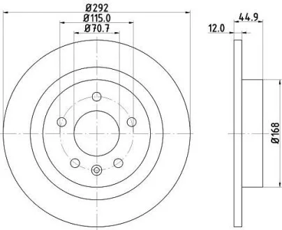 Тормозной диск задний невентилируемый HELLA 8DD 355 116-601