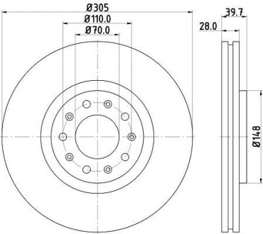 Тормозной диск передний вентилируемый HELLA 8DD 355 116-631