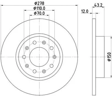 Тормозной диск задний невентилируемый HELLA 8DD 355 116-671