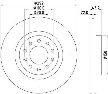 Тормозной диск задний вентилируемый HELLA 8DD 355 116-691