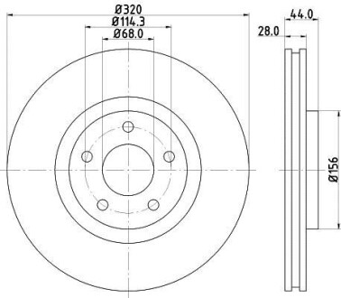 Тормозной диск передний вентилируемый HELLA 8DD 355 116-761