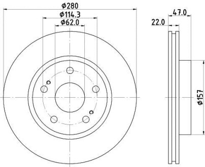 Тормозной диск передний вентилируемый HELLA 8DD 355 116-771