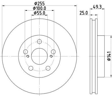 Тормозной диск передний вентилируемый HELLA 8DD 355 116-981