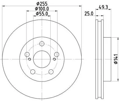 Тормозной диск передний вентилируемый HELLA 8DD 355 116-981