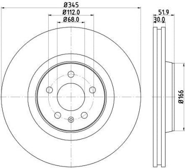 Тормозной диск передний вентилируемый HELLA 8DD 355 117-181