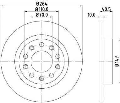 Тормозной диск задний невентилируемый HELLA 8DD 355 117-241