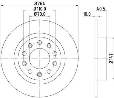 Тормозной диск задний невентилируемый HELLA 8DD 355 117-241