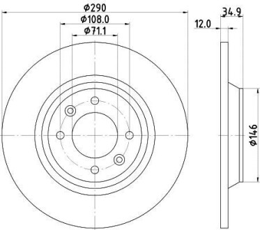 Тормозной диск задний невентилируемый HELLA 8DD 355 117-291