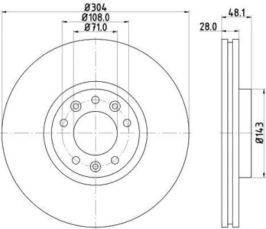 Тормозной диск передний вентилируемый HELLA 8DD 355 117-331