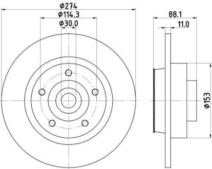 Тормозной диск задний невентилируемый HELLA 8DD 355 117-351