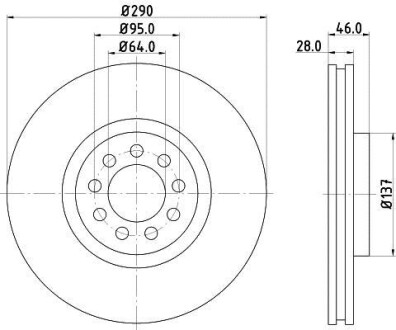 Тормозной диск передний вентилируемый HELLA 8DD 355 117-461