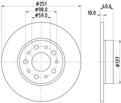 Тормозной диск задний невентилируемый HELLA 8DD 355 118-071