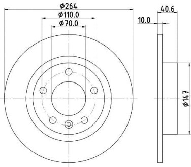 Тормозной диск задний невентилируемый HELLA 8DD 355 118-171