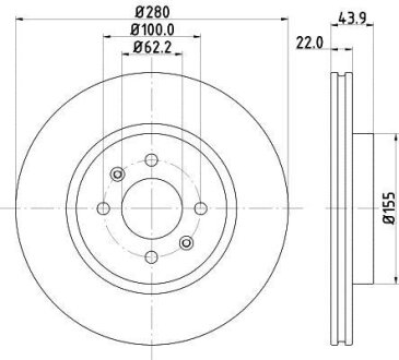 Тормозной диск передний вентилируемый HELLA 8DD 355 118-251