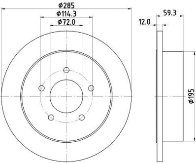 Тормозной диск задний невентилируемый HELLA 8DD 355 118-341