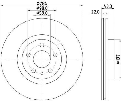 Тормозной диск передний вентилируемый HELLA 8DD 355 118-411