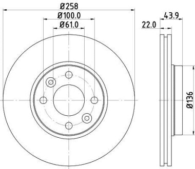 Тормозной диск передний вентилируемый HELLA 8DD 355 118-491