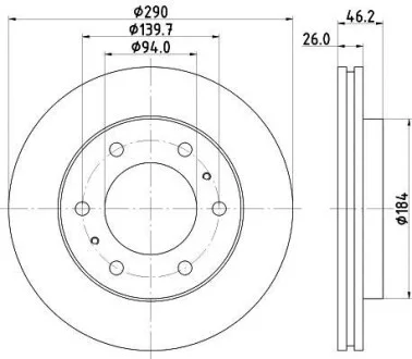 Тормозной диск передний вентилируемый HELLA 8DD 355 118-631