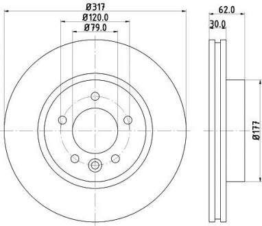 Тормозной диск передний вентилируемый HELLA 8DD 355 118-641