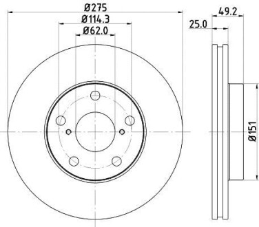 Тормозной диск передний вентилируемый HELLA 8DD 355 118-691