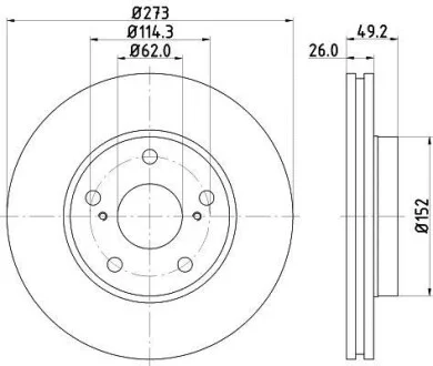 Тормозной диск передний вентилируемый HELLA 8DD 355 118-951