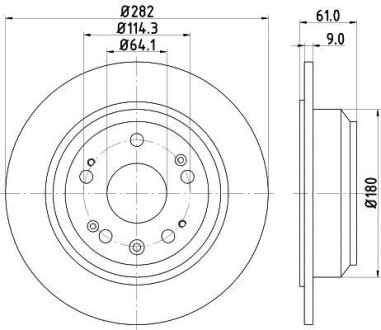 Тормозной диск задний невентилируемый HELLA 8DD 355 119-041