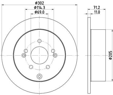 Тормозной диск задний невентилируемый HELLA 8DD 355 119-051