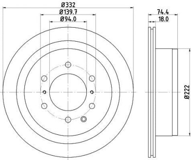 Тормозной диск задний вентилируемый HELLA 8DD 355 119-091