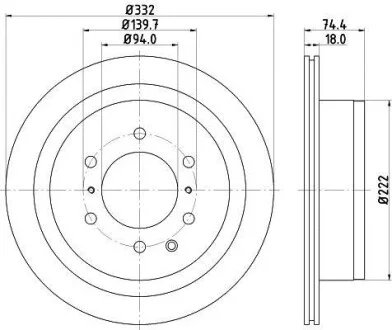 Тормозной диск задний вентилируемый HELLA 8DD 355 119-091
