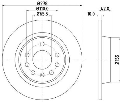 Тормозной диск задний невентилируемый HELLA 8DD 355 119-111