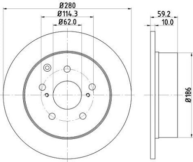 Тормозной диск задний невентилируемый HELLA 8DD 355 119-121