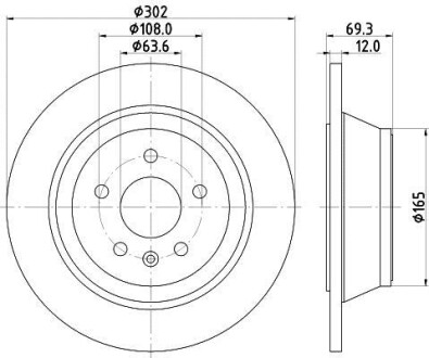 Тормозной диск задний невентилируемый HELLA 8DD 355 119-151