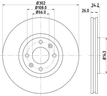 Тормозной диск передний вентилируемый HELLA 8DD 355 119-161