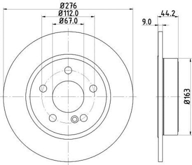 Тормозной диск задний невентилируемый HELLA 8DD 355 119-431