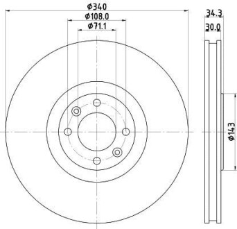 Тормозной диск передний вентилируемый HELLA 8DD 355 119-641