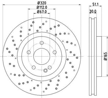 Тормозной диск передний вентилируемый HELLA 8DD 355 120-351