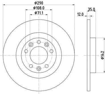Тормозной диск задний невентилируемый HELLA 8DD 355 120-421