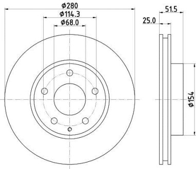 Тормозной диск передний вентилируемый HELLA 8DD 355 120-441