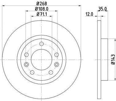 Тормозной диск задний невентилируемый HELLA 8DD 355 120-491