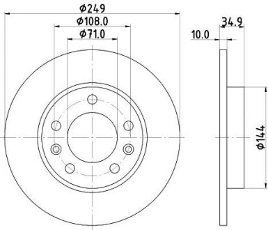 Тормозной диск задний невентилируемый HELLA 8DD 355 120-581