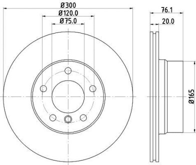 Тормозной диск задний вентилируемый HELLA 8DD 355 120-901