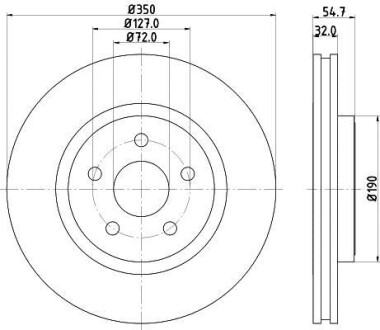 Тормозной диск передний вентилируемый HELLA 8DD 355 122-411