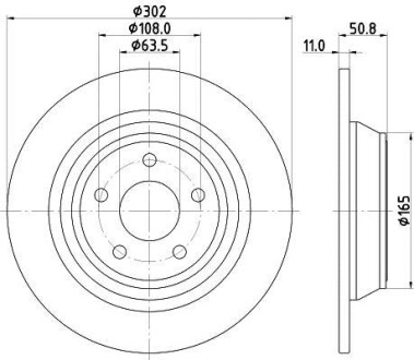 Тормозной диск задний невентилируемый HELLA 8DD 355 122-451