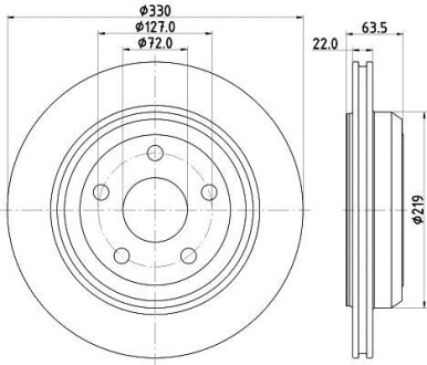 Тормозной диск задний вентилируемый HELLA 8DD 355 122-511